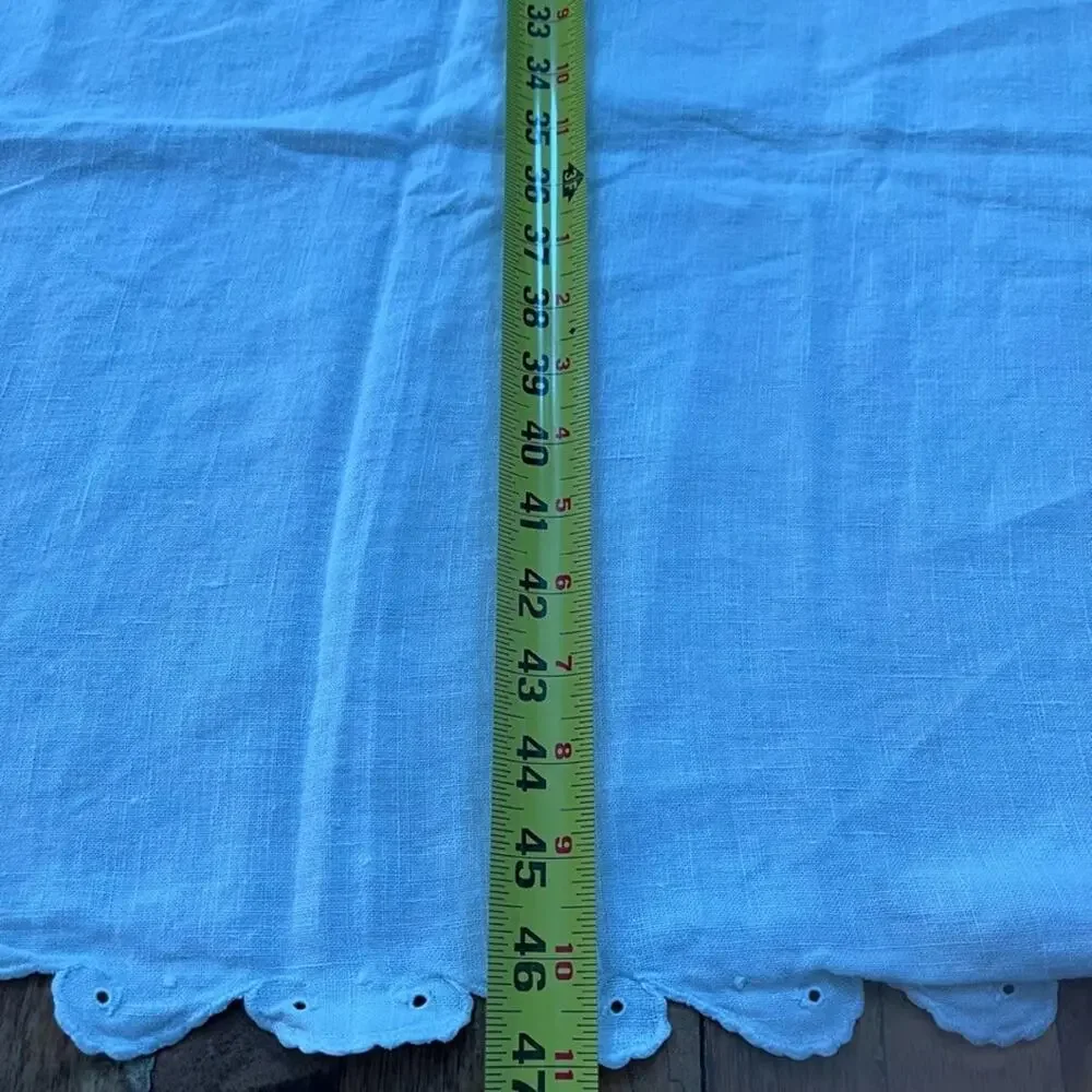 Vintage Off White Linen Tablecloth 47